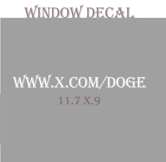 Vinyl Car Window Sticker  -  WWW.X.COM/DOGE - White Vinyl